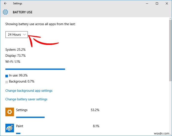 Windows10でのアプリのバッテリー使用量を調べる 