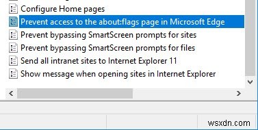 ユーザーがMicrosoftEdgeの「about：flags」ページにアクセスするのをブロックする方法 