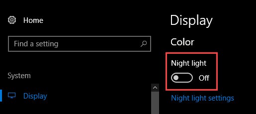 Windows10で常夜灯機能を有効にして構成する方法 