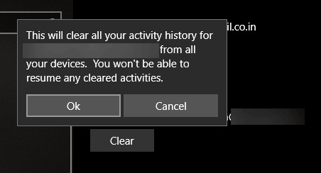 Windows10でタイムラインアクティビティをクリアする方法 