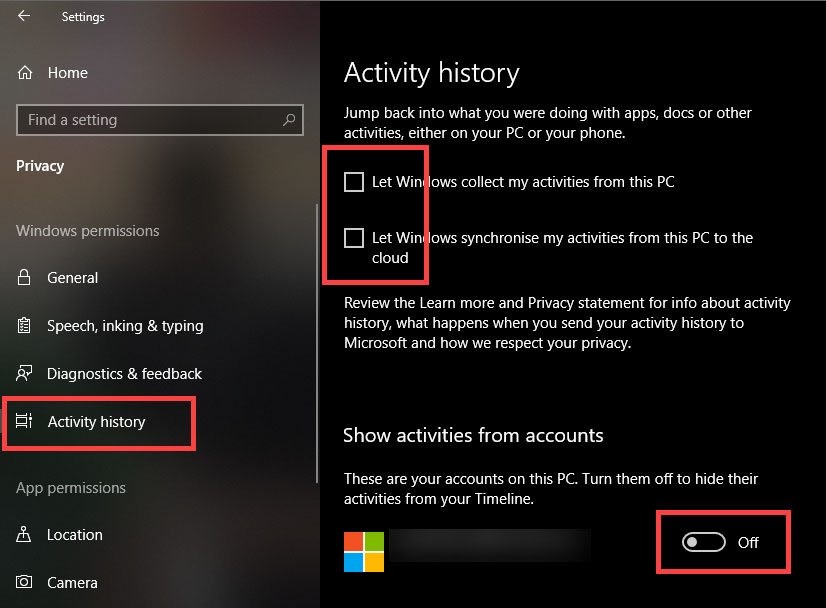 Windows10でタイムライン機能を無効にする方法 