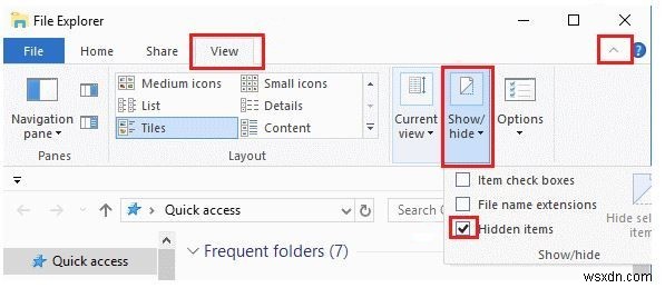 Windows10で隠しファイルと隠しフォルダーを表示する方法 
