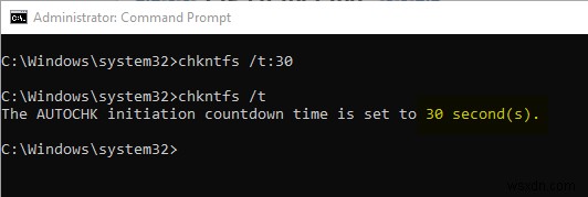WindowsでChkdskカウントダウン時間を変更する方法 