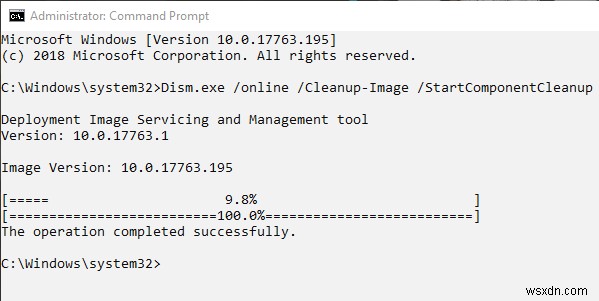 Windows10でコンポーネントストアを表示およびクリーンアップする方法 