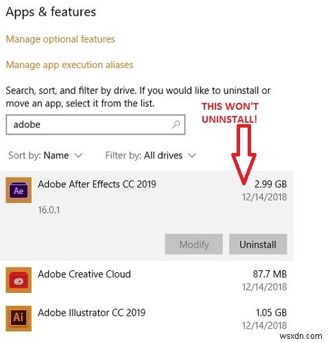 Windows10PCからAdobeCreativeCloud製品をアンインストールする方法 