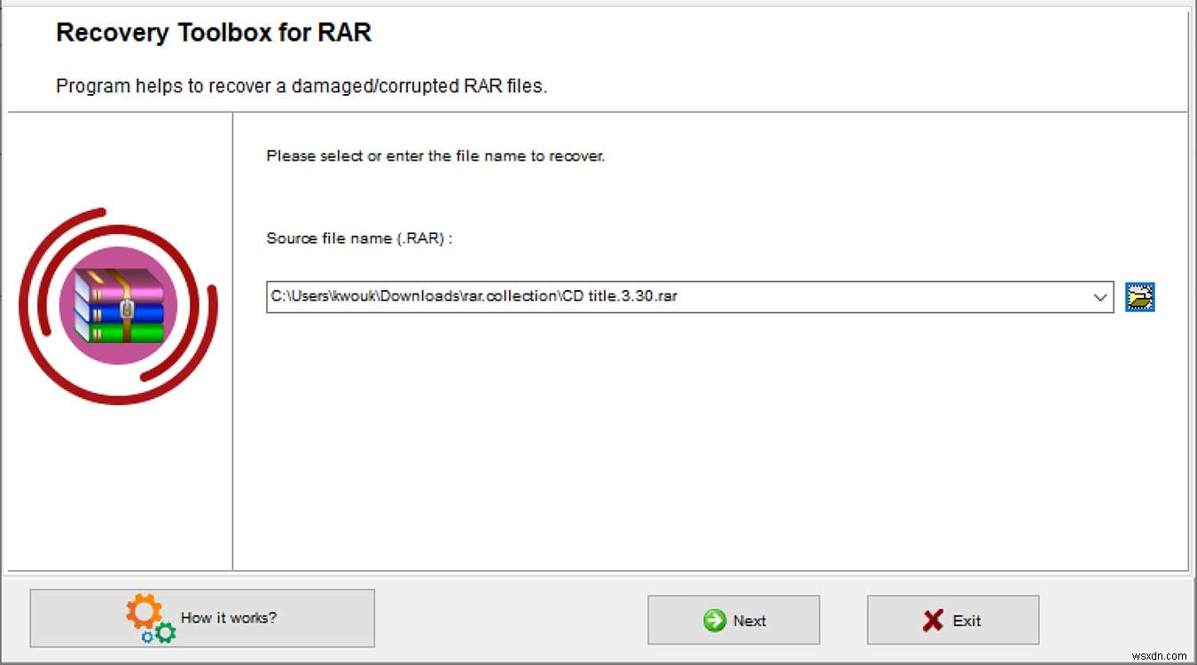 RAR用のリカバリツールボックスを使用してアーカイブされたメモリを保存する 