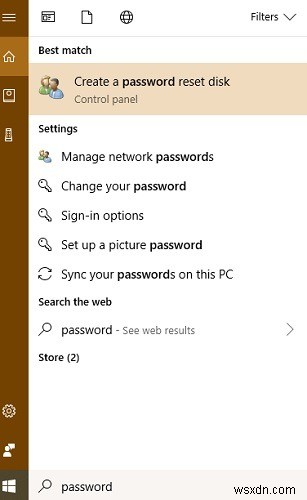 USBドライブを使用してWindows10でパスワードリセットディスクを作成する方法 