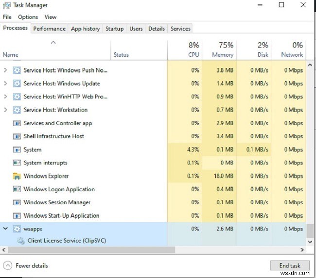 WSAPPXの高ディスクとCPU使用率を修正する方法 