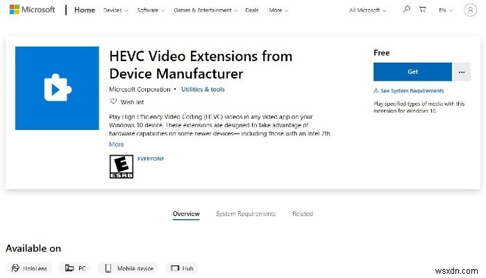 Windows10でHEVCビデオファイルを無料で再生する方法 