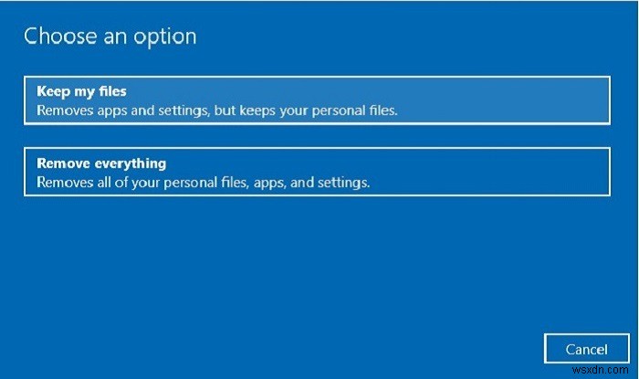 Windows10ファクトリリセットクラウドオプションの使用 