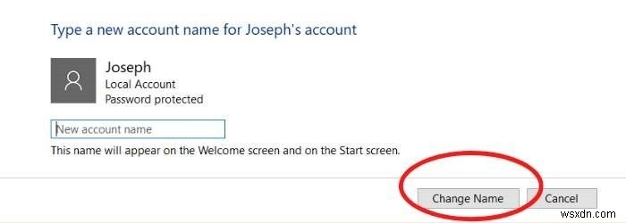 Windows10で表示名を変更する方法 