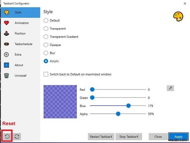 TaskbarXを使用したWindows10タスクバーのカスタマイズ 