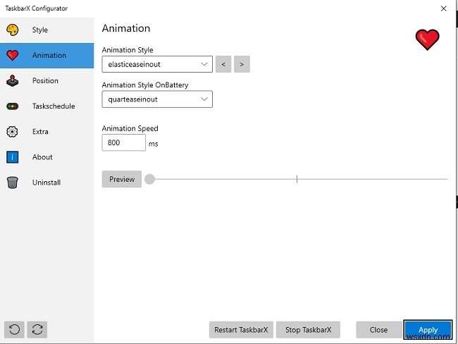 TaskbarXを使用したWindows10タスクバーのカスタマイズ 