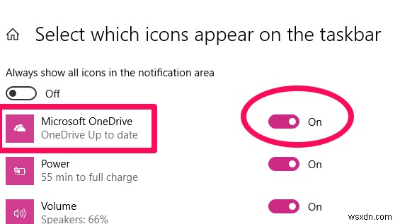 Windows10のタスクバーで欠落しているOneDriveアイコンを復元する方法 