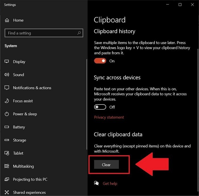 Windows10でクリップボードの履歴をクリアする方法 