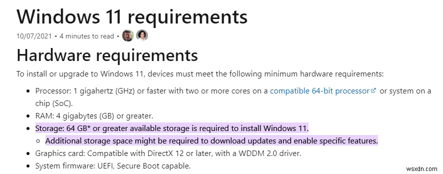 Windows 11はどのくらいのスペースを占有しますか？ 