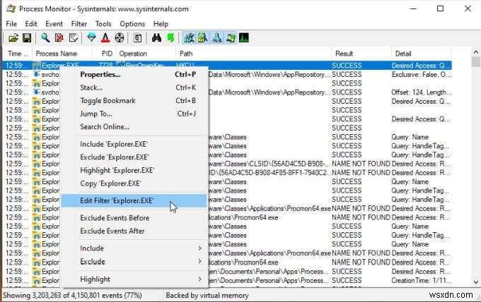 プロセスモニターとProcessExplorerの使用方法 