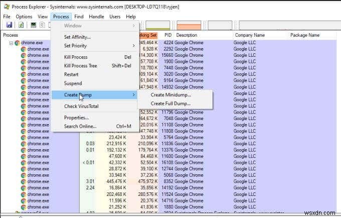 プロセスモニターとProcessExplorerの使用方法 