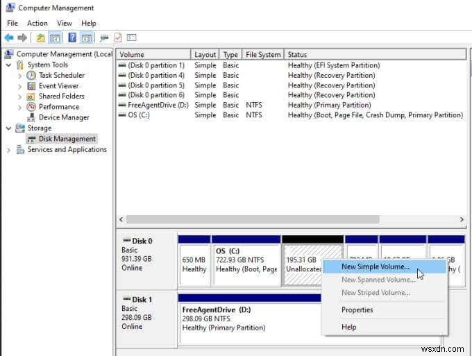 Windowsドライブの空き領域からパーティションを作成する方法 