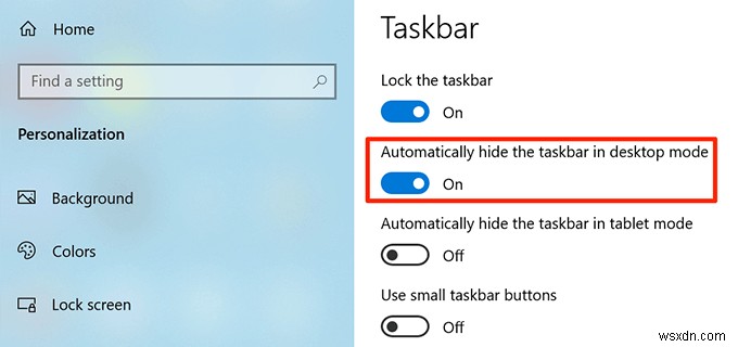 Windows10でタスクバーを非表示にする方法 