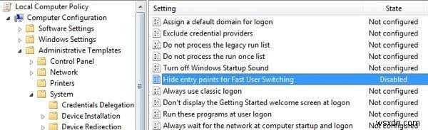 Windows 7 Switchユーザーが無効になっていますか、それともグレー表示されていますか？ 