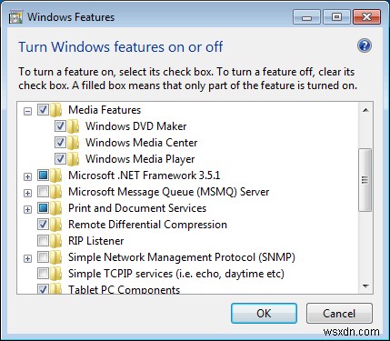 Windows7からWindowsMediaPlayerをアンインストールします 