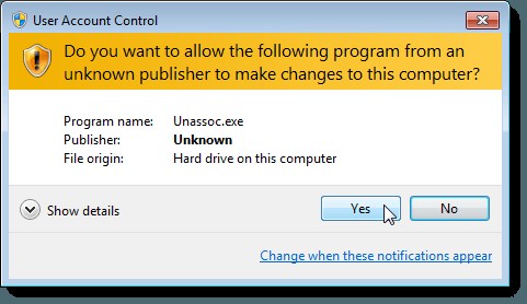 Windows7でファイルタイプの関連付けを削除する 