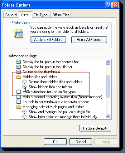 Windowsの隠しファイルと隠しフォルダオプションの欠落または破損を修正 