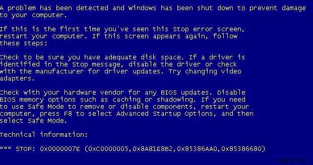 コンピュータへの損傷を防ぐために、問題が検出され、Windowsがシャットダウンされました 