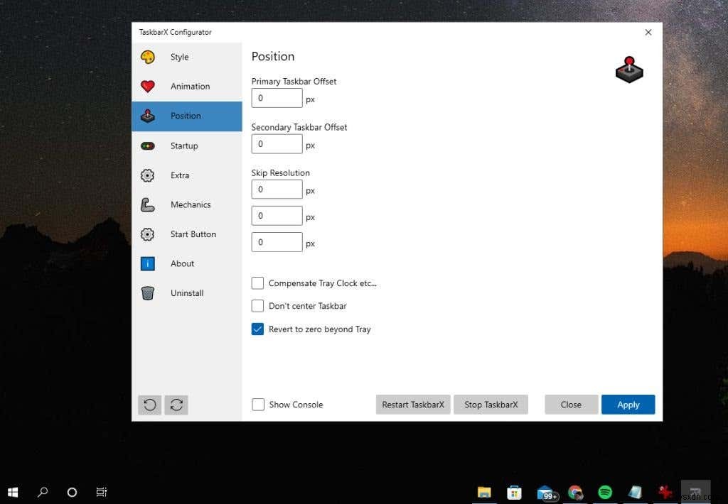 TaskbarXを使用してWindowsタスクバーをカスタマイズする方法 