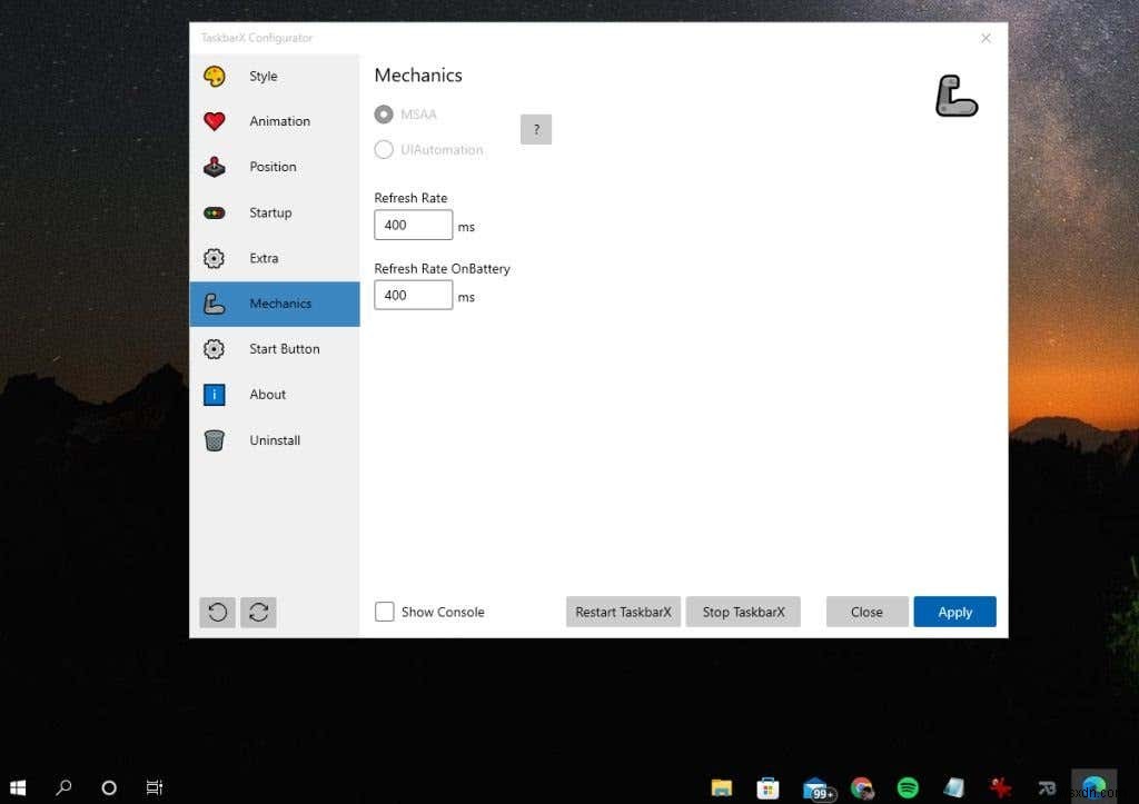 TaskbarXを使用してWindowsタスクバーをカスタマイズする方法 