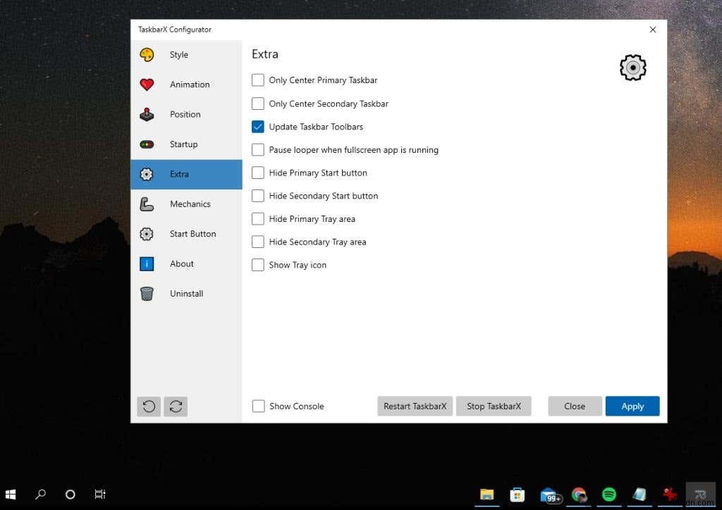 TaskbarXを使用してWindowsタスクバーをカスタマイズする方法 