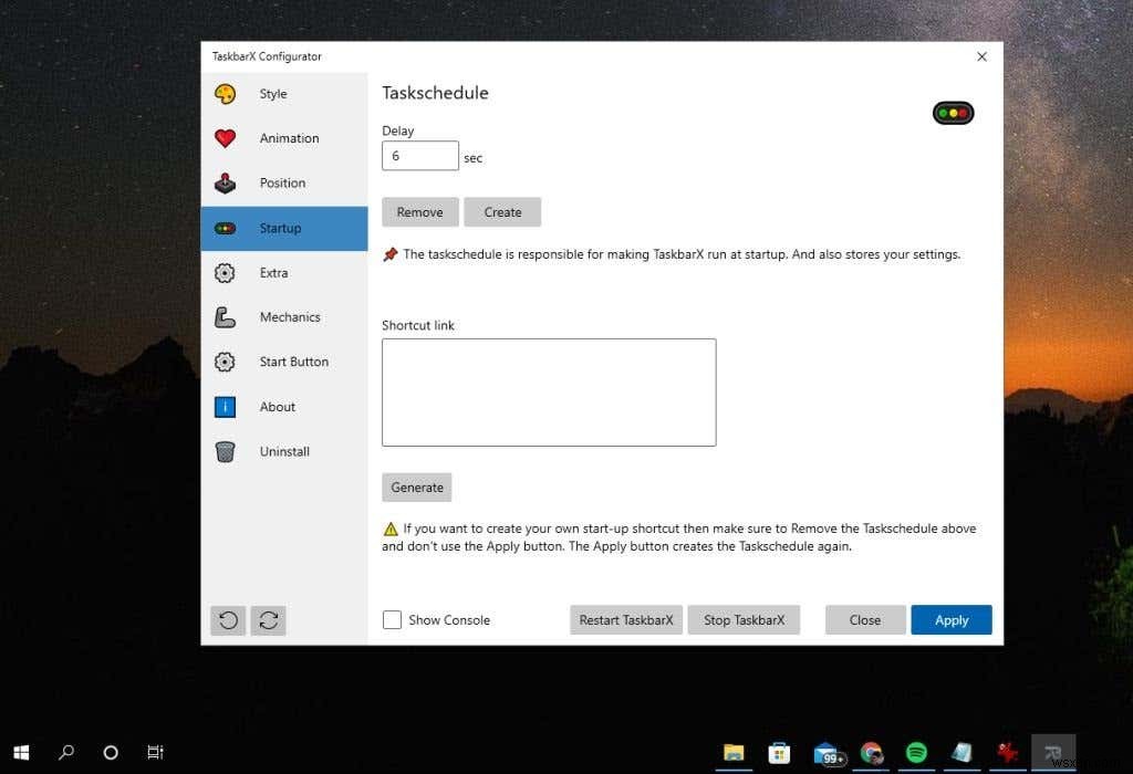 TaskbarXを使用してWindowsタスクバーをカスタマイズする方法 