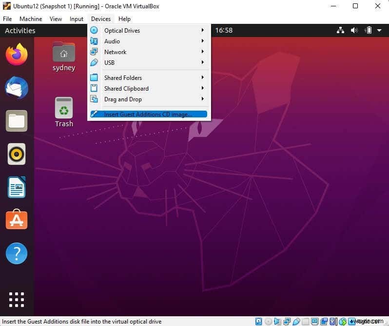 UbuntuにVirtualBoxゲスト追加機能をインストールする方法 