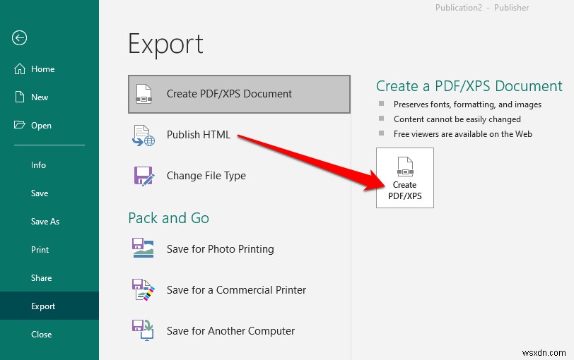 MicrosoftPublisherファイルをPDFに変換する方法 