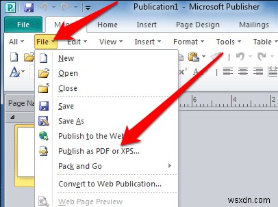 MicrosoftPublisherファイルをPDFに変換する方法 
