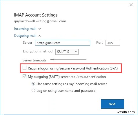 OutlookでGmailIMAP設定を設定する方法 