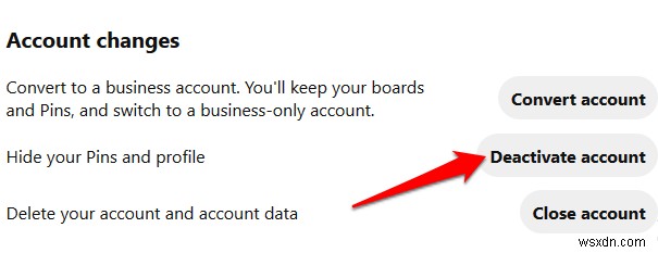 Pinterestアカウントを非アクティブ化または削除する方法 