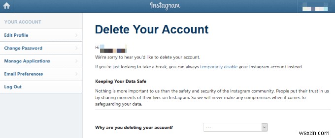 Instagramアカウントを削除する方法 