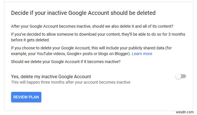 Google InactiveAccountManagerをアクティブ化する方法 