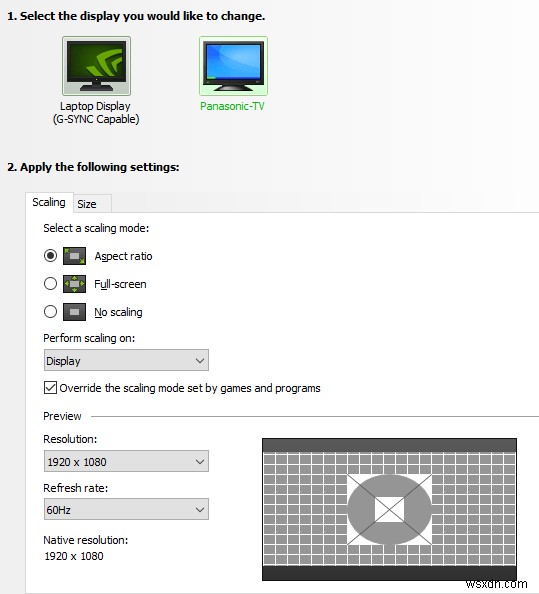 HDTVをモニターとして使用する場合の解像度を修正する 