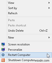 Windows8の右クリックコンテキストメニューにシャットダウンと再起動を追加します 