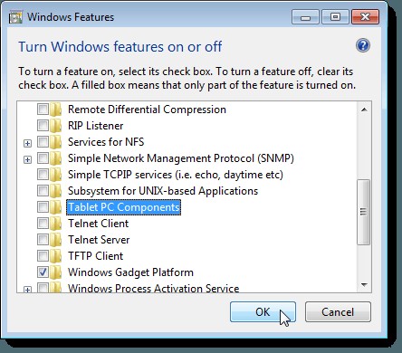 Windows機能の有効化と無効化 
