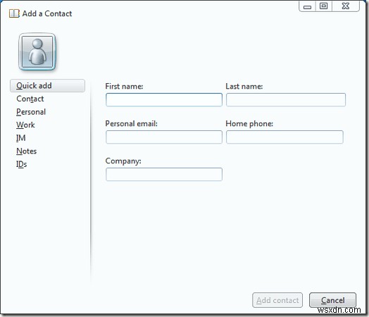 WindowsLiveメールアドレスブックに連絡先を手動で追加する 
