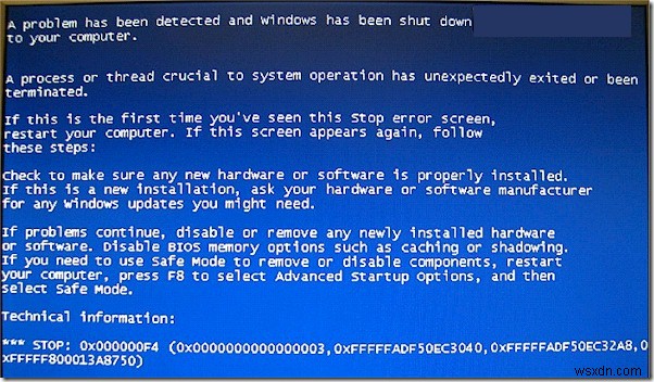 WindowsでStop：0x000000F4ブルースクリーンエラーを修正する方法 