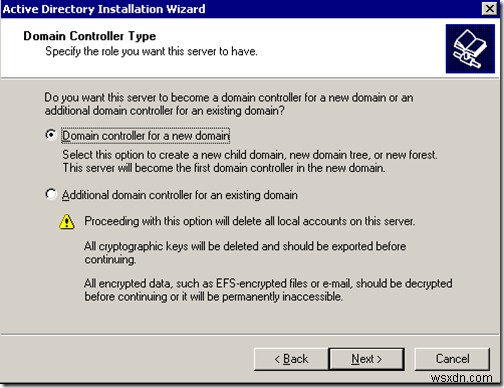 Windows 2003 Active Directoryセットアップ：dcpromo 