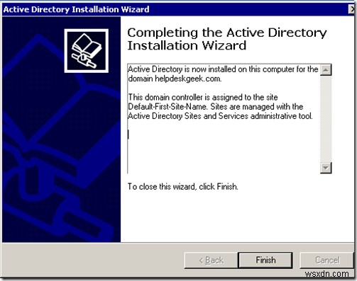 Windows 2003 Active Directoryセットアップ：dcpromo 