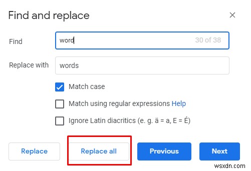 MSWordおよびGoogleドキュメントで単語を検索して置換する方法 