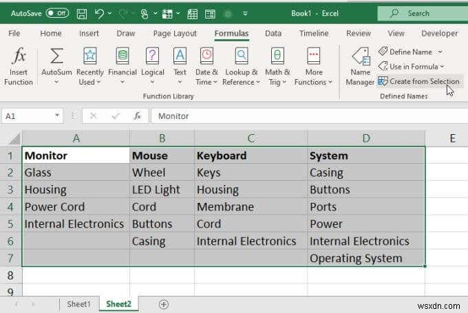 Excelで複数のリンクされたドロップダウンリストを作成する方法 