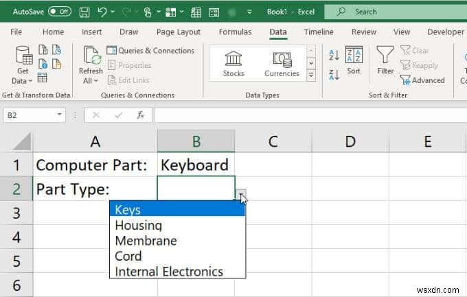 Excelで複数のリンクされたドロップダウンリストを作成する方法 